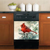 Christmas Kitchen Dishwasher Magnet Cover - Red Cardinal on a Snowy Pine Tree HT