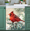 Christmas Kitchen Dishwasher Magnet Cover - Red Cardinal on a Snowy Pine Tree HT