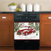 Christmas Kitchen Dishwasher Magnet Cover - Red Christmas Car in the Snow HT