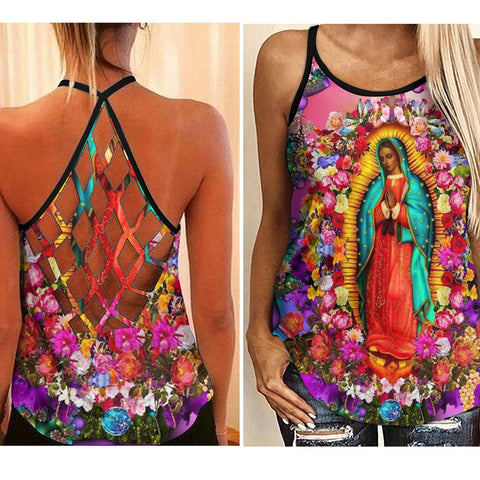 Our Lady Of Guadalupe Criss Cross Tank Top For Women HT