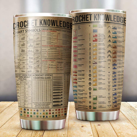 Crochet Knowledge Tumbler, Gift for Crochet Lovers, Bottle for Crochet Lovers VA, Gift Ideas for Crochet Knowledge Tumbler