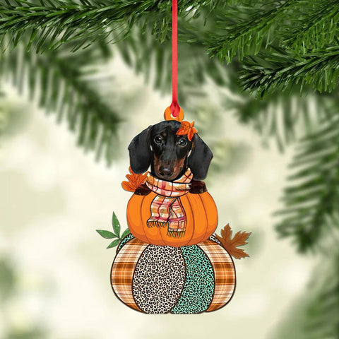 Dachshund Dog Car Ornament, Dachshund Dog Pumpkin Ornament, Dachshund Dog Fall Ornament, Dog Lovers Gift, Dog Thanksgiving Party Decor HT