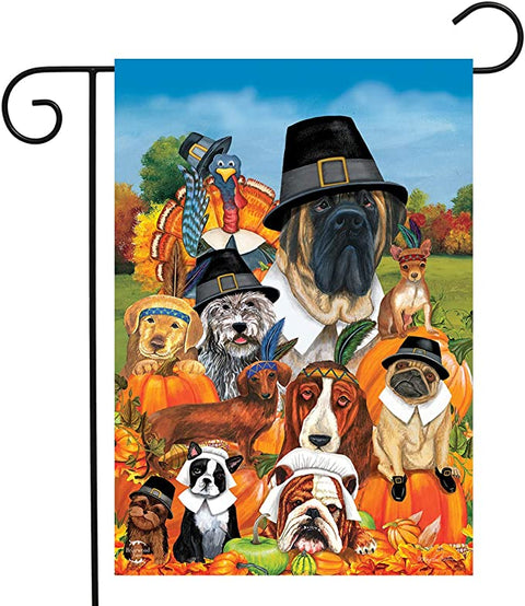 Dogs Thanksgiving Double Sided Garden Flag For Outdoor Yard Decoration Home Decor ND