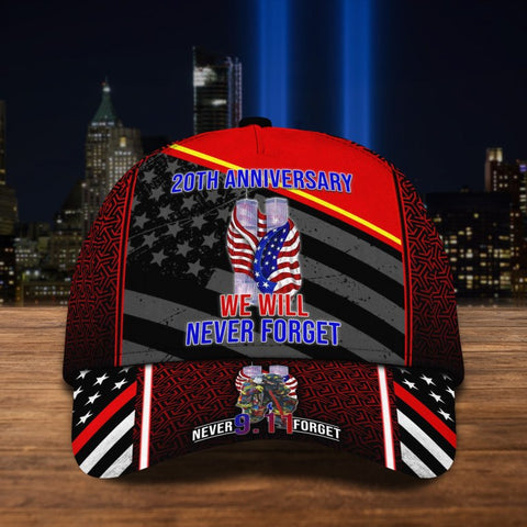 9.11 Memorial 9/11 Memorial 20th Anniversary We Will Never Forget Cap 20 Year 9.11 Memorial Custom Your Cap