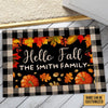 Fall Hello Fall Custom Doormat, Autumn Decoration Outdoor, Fall Doormat, Fall Porch Decor
