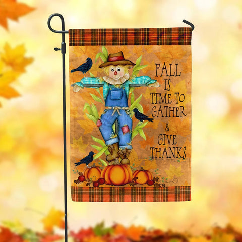 Fall Is Time To Gather And Give Thanks Halloween Double Sided Garden Flag For Outdoor Yard Decoration Home Decor ND