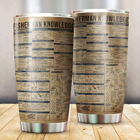 Fisherman Knowledge Tumbler Gift for Fishing Dad, Fishing Dad Bottle for Fishing Lovers VA