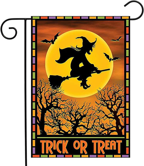 Full Moon Witch Double Sided Halloween Garden Flag For Outdoor Yard Decoration Home Decor ND