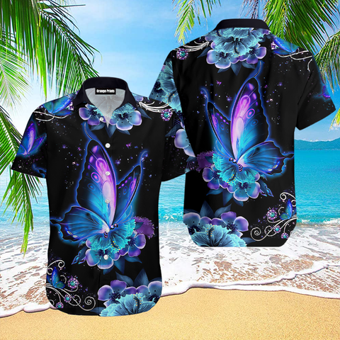 Galaxy Butterfly Hawaiian Shirt Summer Beach Clothes Outfit For Men Women ND