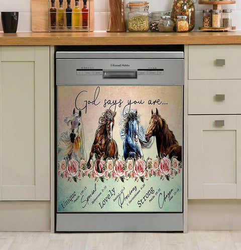 Horse Dishwasher Cover God Says You Are - Horse Decor Kitchen Dishwasher Cover