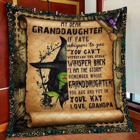 Grandpa To Granddaughter Witch Girl Halloween Quilt Blanket Comforter Bedding Home Decoration ND
