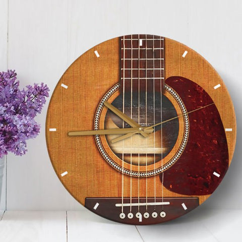 Guitar Lovers Guitar Shape Wooden Clock