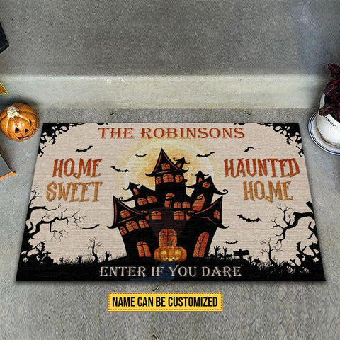 Home Sweet Haunted Home Custom Doormat, Halloween Decoration, Personalized Halloween Doormat TM