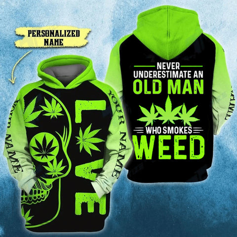 Personalized Old Man Smokes Weed Unisex Hoodie For Men Women Cannabis Marijuana 420 Weed Shirt Clothing Gifts HT
