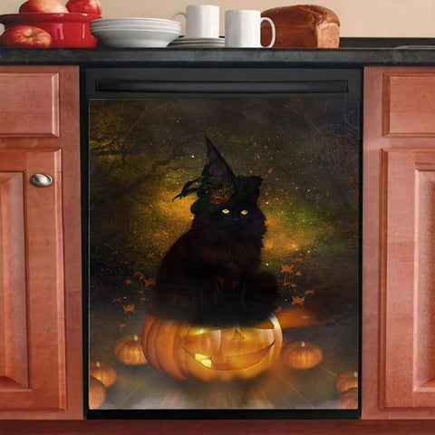 Halloween Black Cat Pumpkin Kitchen Dishwasher Cover Decor Art Housewarming Gifts Home Decorations ND