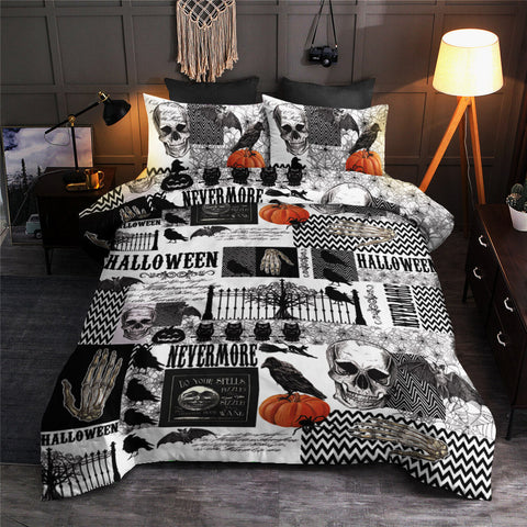Halloween Skull Bedding Set Bedspread Duvet Cover Set Home Decor ND