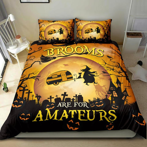 Halloween Camping Brooms Bedding Set Bedspread Duvet Cover Set Home Decor ND