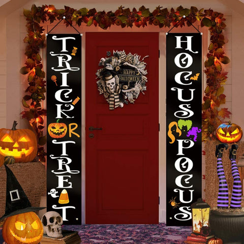 Halloween Decorations Outdoor Decor Trick Or Treat Hocus Pocus Large Witch Banners Porch Signs Front Door Outside Yard Garland Party Supplies HT