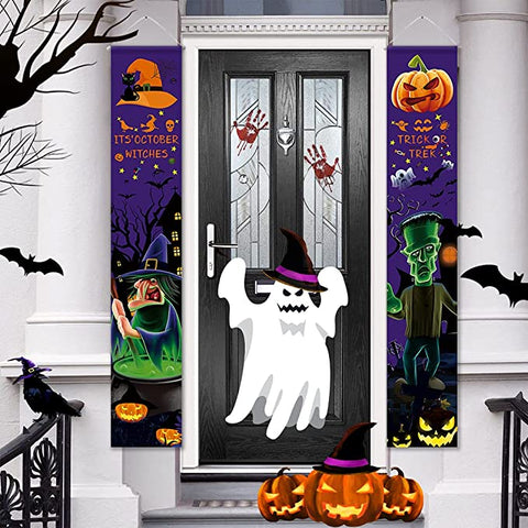 Witches Halloween Decorations Outdoor Decor Banners Porch Signs Front Door Outside Yard Garland Party Supplies HT