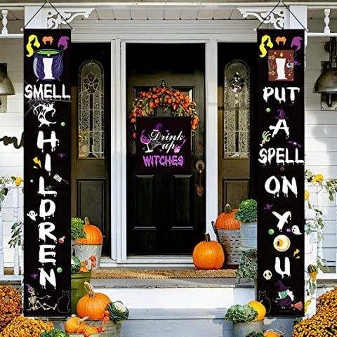 I Smell Children Witches Halloween Decorations Outdoor Decor Banners Porch Signs Front Door Outside Yard Garland Party Supplies HT