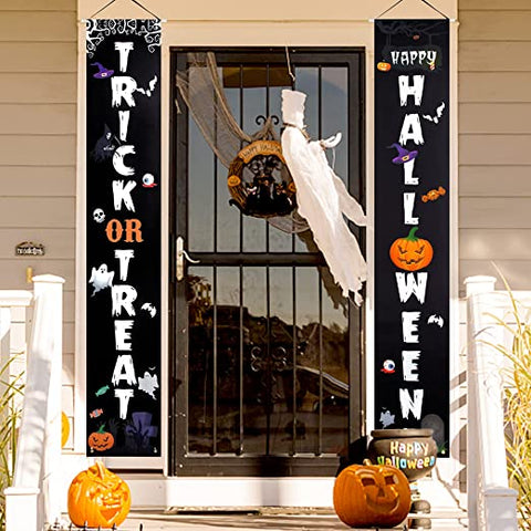 Trick Or Treat Happy Halloween Decorations Outdoor Decor Banners Porch Signs Front Door Outside Yard Garland Party Supplies HT