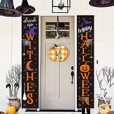 Pumpkin Withches Spider Halloween Decorations Outdoor Decor Banners Porch Signs Front Door Outside Yard Garland Party Supplies HT