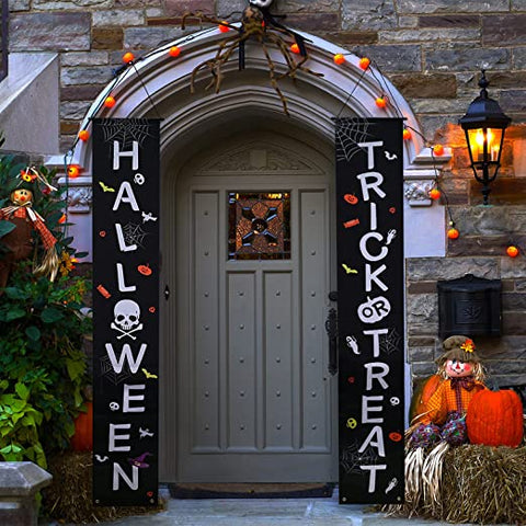 Trick Or Treat Horror Halloween Decorations Outdoor Decor Banners Porch Signs Front Door Outside Yard Garland Party Supplies HT