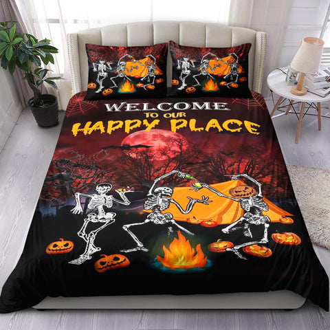 Halloween Skull Campfire Bedding Set Bedspread Duvet Cover Set Home Decor ND