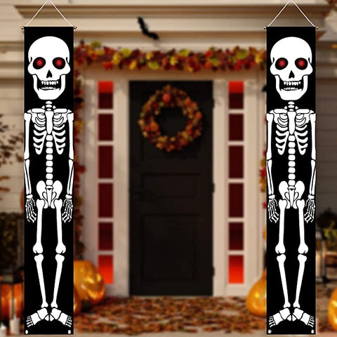 Skull Soldier Day Of The Dead Trick Or Treat Halloween Decorations Outdoor Decor Banners Porch Signs Front Door Outside Yard Garland Party Supplies HT