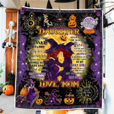 Halloween To My Daughter My Little Witch Quilt Blanket Comforter Bedding Home Decoration ND