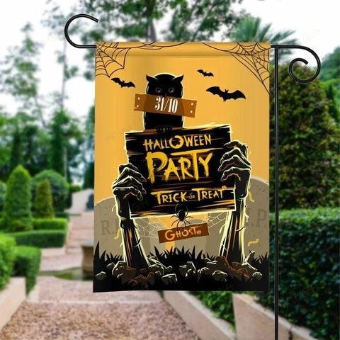 Ghost Trick Or Treat Double Sided Halloween Garden Flag For Outdoor Yard Decoration Home Decor ND