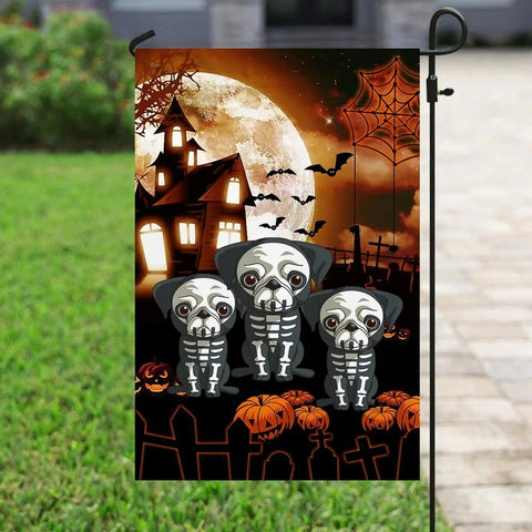 Happy Halloween Pugs Double Sided Halloween Garden Flag For Outdoor Yard Decoration Home Decor ND