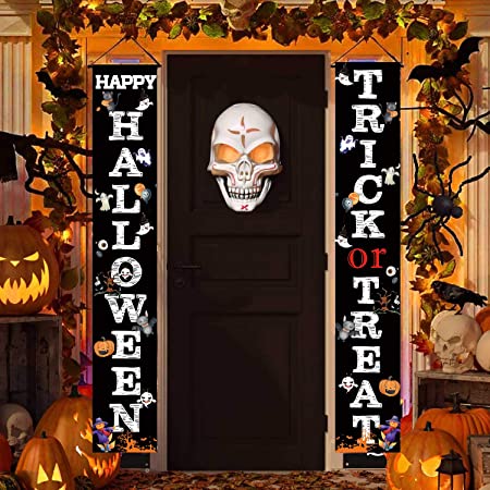 Trick Or Treat Pumpkin Halloween Decorations Outdoor Decor Banners Porch Signs Front Door Outside Yard Garland Party Supplies HT