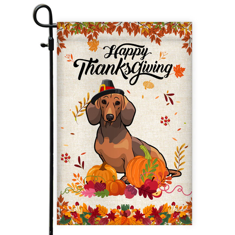Thanksgiving Dachshund Double Sided Garden Flag For Outdoor Yard Decoration Home Decor ND