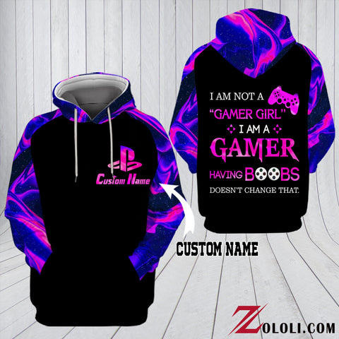 I am not a Gamer Girl I am a Gamer having Boobs 02 hoodie