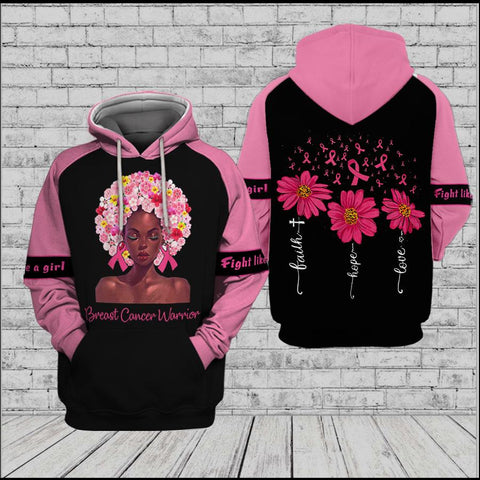 Faith Hope Love Breast Cancer Warrior 3D Hoodie