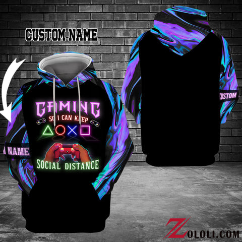 Gaming So I Can Keep Social Distance Hoodie 3D TXX