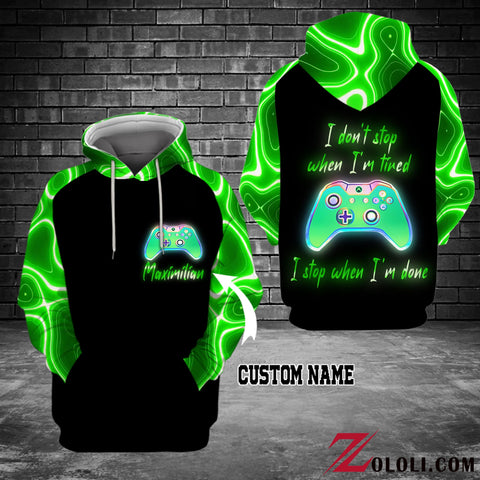 Holographic XBOX I don't stop when I'm tired. I stop when I'm done - Hoodie 3D - TXX
