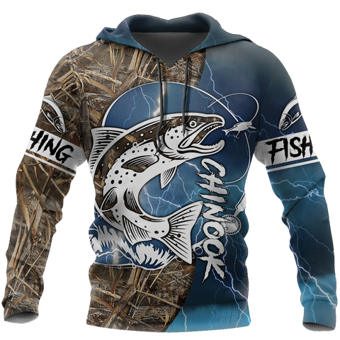 Chinook Fishing Salmon camo all over printed shirts for men and women blue color