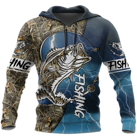 Men Fishing hoodie HC Bass fishing Sport - Blue version