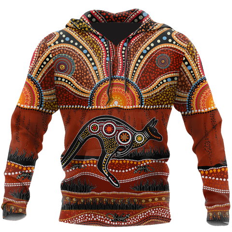 Aboriginal Australia Kangaroo running Lizard Art shirts for men and women