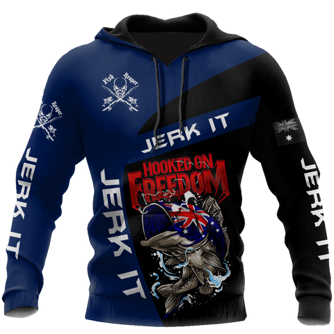 Men Hoodie Hooked on Freedom Australia Fishing 3D printed shirts for men and women