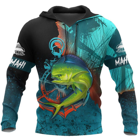 Mahi mahi Fishing on the helm 3D all over printing shirts for men and women