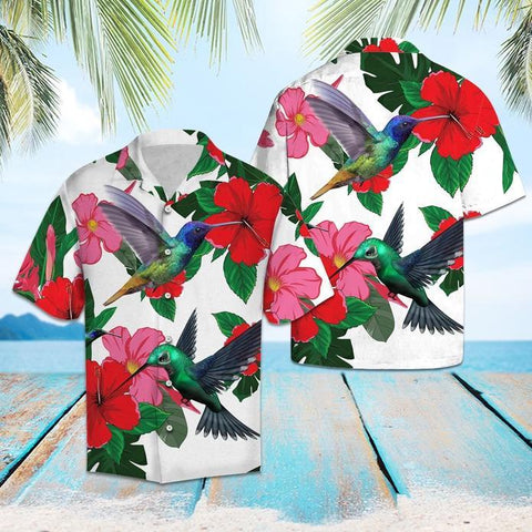 Hummingbird and Hibiscus Hawaiian Shirt Summer Beach Clothes Outfit For Men Women ND