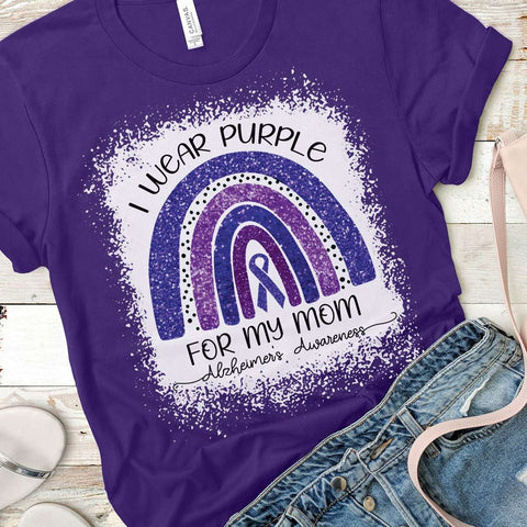 Alzheimer's Awareness In November We Wear Purple Shirt Rainbow Purple Ribbon Alzheimer's T-shirt Gifts for Mom, Gandma