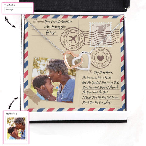 Unique Gift for your Grandma on Mother's Day with Vintage Envelope Style Custom Message Card Necklace HN