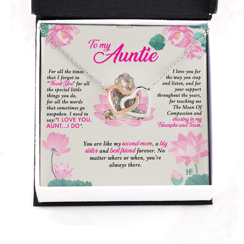 Gift For Your Beautiful Auntie on Mother's Day With Lotus Illustration Message Card Necklace HN