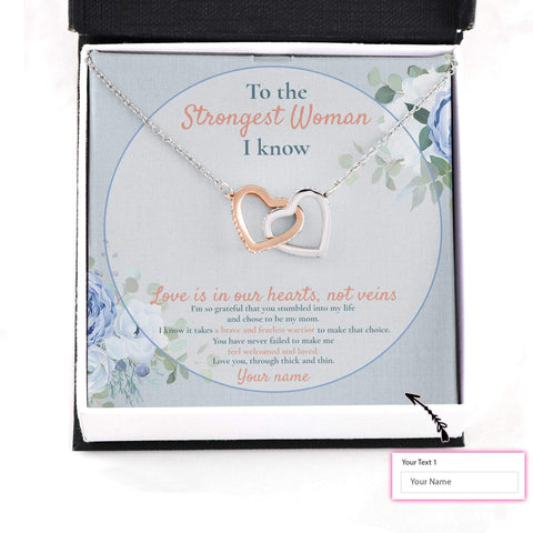 Bonus Mom Necklace: Gift For Mother's Day Strongest Woman I Know, Custom Flower Message Card HN