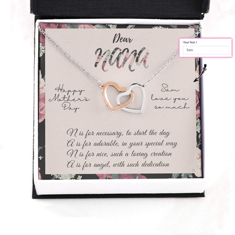 Loving Flower Gift for your special Nana on Mother's Day Custom Message Card Necklace HN