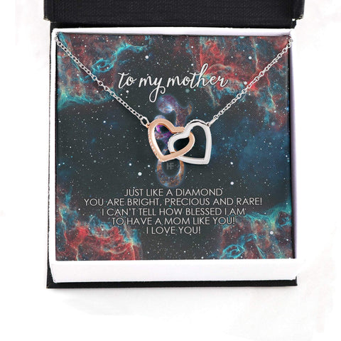 To My Mother Just Like A Diamond Galaxy Message Card Necklace Gifts for Mom HN